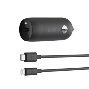 شارژر فندکی ۳۰ وات بلکین مدل CCA004bt1MBK-B5 به همراه کابل USB-C‌ به لایتنینگ