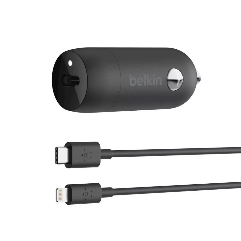 شارژر فندکی ۳۰ وات بلکین مدل CCA004bt1MBK-B5 به همراه کابل USB-C‌ به لایتنینگ