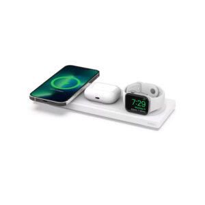 شارژ سریع بی سیم ۳ در ۱ دستگاه های اپل بلکین مدل WIZ016vfWH با فناوری MagSafe